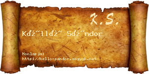 Kálló Sándor névjegykártya